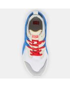 Sneakers en Velours de Cuir & Mesh Trend blanc/bleu